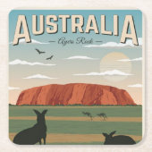 Australië Onderzetter, voeg tekst toe, vierkant he Kartonnen Onderzetters (Voorkant)