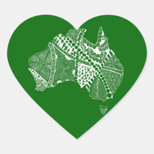 Australië Originele Kunst van de Kaart, kies Uw Kl Hart Sticker