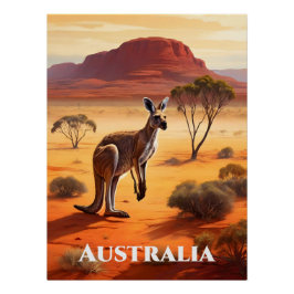 Australië Outback Kangoeroe Reisposter Perfect Poster