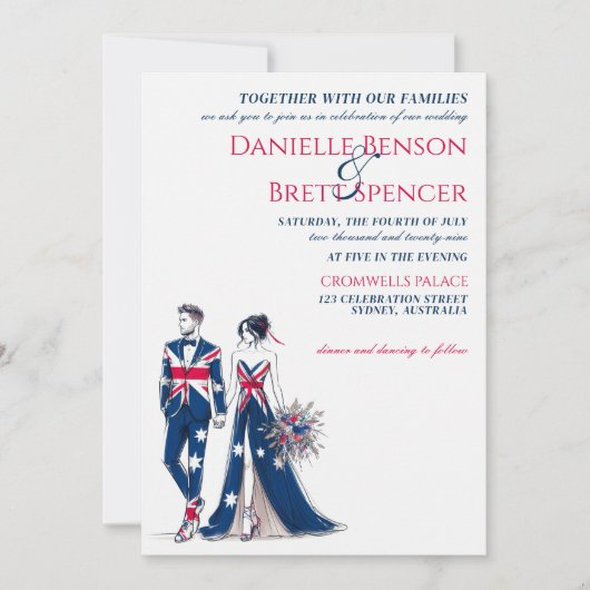 Australië paar bruiloft uitnodiging (Voorkant)