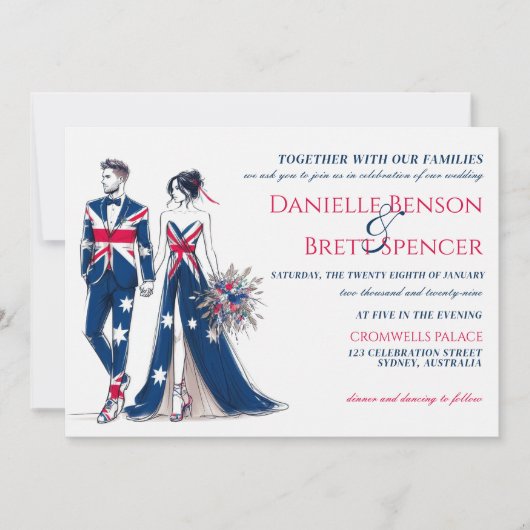 Australië paar bruiloft uitnodiging (Voorkant)