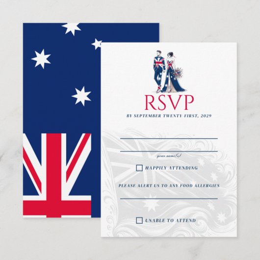 Australië Paar RSVP Kaartje (Voorkant / Achterkant)