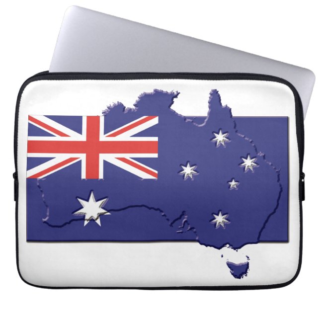 AUSTRALIË - Patriottische computer met vlagplatteg Laptop Sleeve (Voorkant)