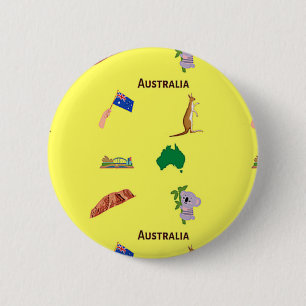 Australië patroon op geel ronde button 5,7 cm