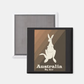 Australië Per Lucht Kangaroo-reisposter. Magneet (Voorkant / Achterkant)