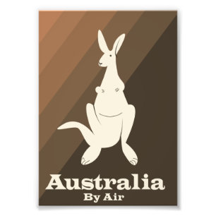 Australië Per Lucht Kangoeroe reisposter. Foto Afdruk