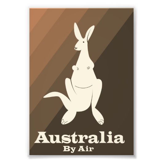 Australië Per Lucht Kangoeroe reisposter. Foto Afdruk (Voorkant)