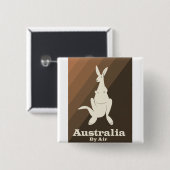 Australië Per Lucht Kangoeroe reisposter. Vierkante Button 5,1 Cm (Voorkant /achterkant)
