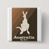 Australië Per Lucht Kangoeroe reisposter. Vierkante Button 5,1 Cm (Voorkant)