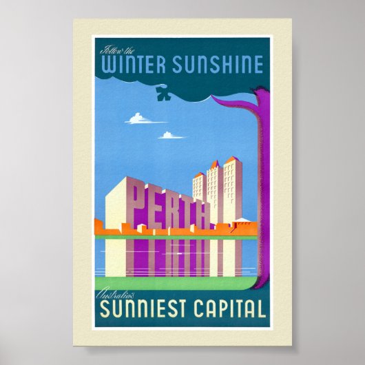 Australië Perth Gerestaureerde Vintage Reisposter Poster (Voorkant)