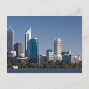 Australië, Perth, skyline van de stad vanaf de riv Briefkaart