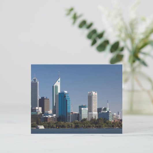 Australië, Perth, skyline van de stad vanaf de riv Briefkaart (Staand voorkant)