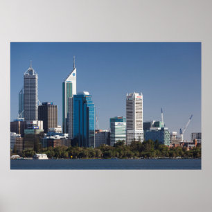 Australië, Perth, skyline van de stad vanaf de riv Poster