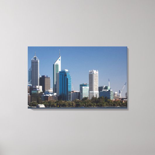 Australië, Perth, stadsprofiel vanuit Swan River Canvas Afdruk (Voorkant)