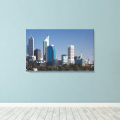 Australië, Perth, stadsprofiel vanuit Swan River Canvas Afdruk (Insitu (Houten vloer))