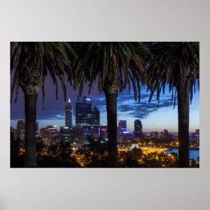 Australië, Perth, stadssilhouet vanuit Kings Park Poster