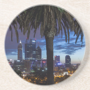 Australië, Perth, stadssilhouet vanuit Kings Park Zandsteen Onderzetter