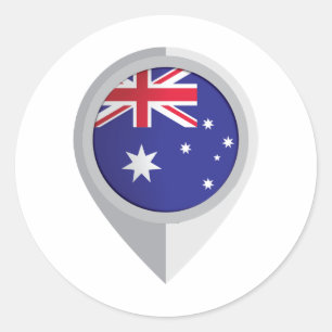 Australië Pin Locatie Vlag Ronde Sticker