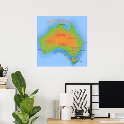 Australië Poster (Thuiskantoor)