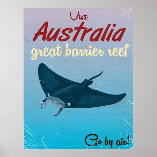 Australië poster van het grote barrièrerif vintage (Voorkant)