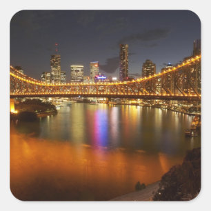 Australië, Queensland, Brisbane, Story Bridge, 2 Vierkante Sticker