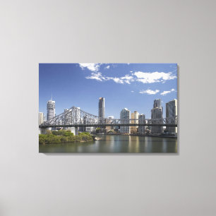 Australië, Queensland, Brisbane, Story Bridge, Canvas Afdruk