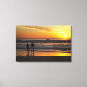Australië, Queensland, Gold Coast, Surfers bij Canvas Afdruk