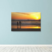 Australië, Queensland, goudkust, surfers op Canvas Afdruk (Insitu (Houten vloer))