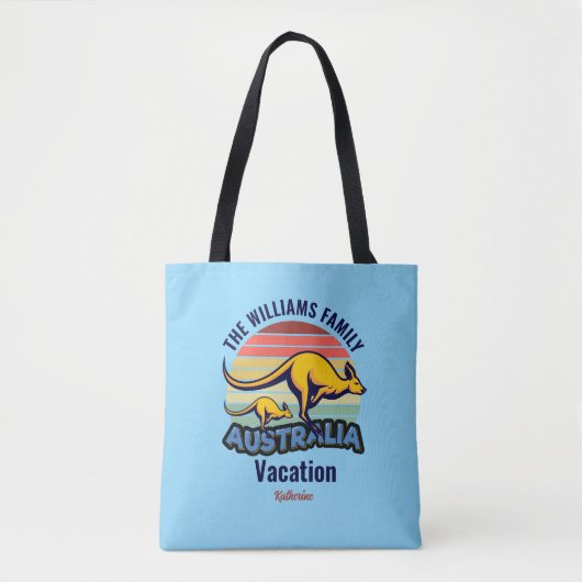 Australië reis Schattige Kangaroo Sunset Custom Bl Tote Bag (Voorkant)