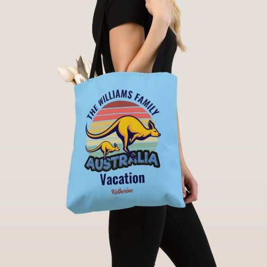 Australië reis Schattige Kangaroo Sunset Custom Bl Tote Bag (Dichtbij)