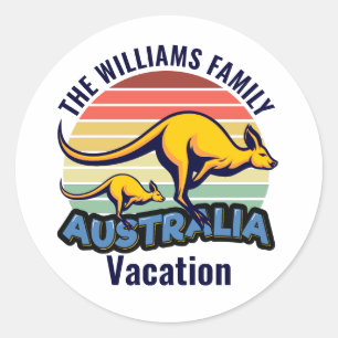 Australië reis Schattige Kangaroo Sunset Custom Ronde Sticker