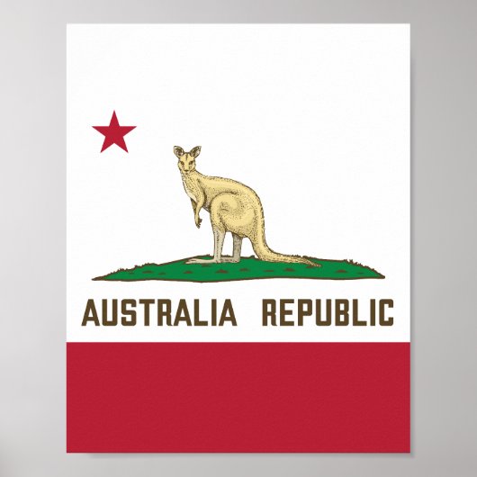Australië Republiek Californië-vlag Kangaroo Poster (Voorkant)