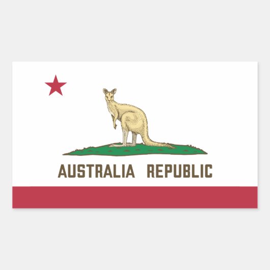 Australië Republiek Californië-vlag Kangaroo Rechthoekige Sticker (Voorkant)