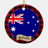 Australië, Rode buffels en Australische vlag Keramisch Ornament (Voorkant)