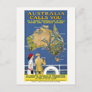 Australië roept u Vintage Poster 1924 Briefkaart
