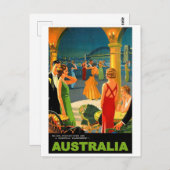 Australië, romantisch avondfeest, vintage-reis briefkaart (Voorkant / Achterkant)