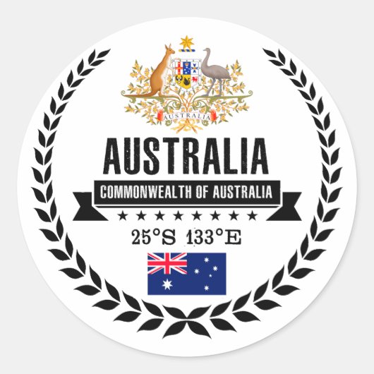 Australië Ronde Sticker (Voorkant)