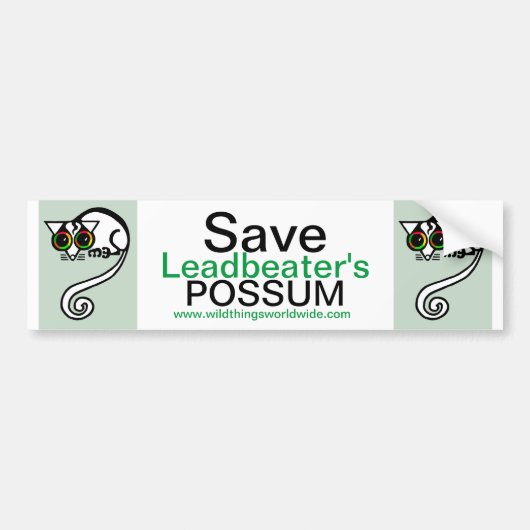 Australië - Save Leadbeater's POSSUM - Bedreigd Bumpersticker (Voorkant)
