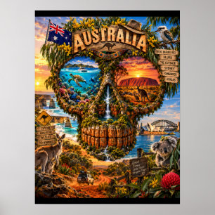 Australië Schedel Kunstprint State of Mind Poster