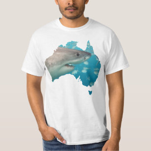 Australië schets Grote Witte Shark Ocean T-shirt