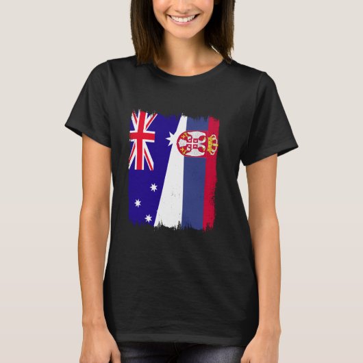 Australië Servië Halve Vlag Srbija Australische Se T-shirt (Voorkant)