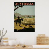 Australië Sheep Boerderij Vintage Travel Poster (Keuken)