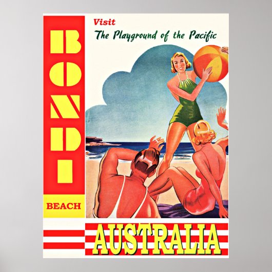 Australië-Speelplaats van de Stille Oceaan, Bondi  Poster (Voorkant)