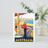 Australië strand, uitzicht, mensen op terras, vint briefkaart (Staand voorkant)