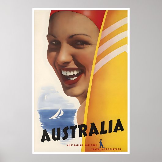 Australië Surfen Kunst Reisposter Australische Poster (Voorkant)