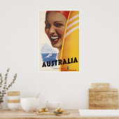 Australië Surfen Kunst Reisposter Australische Poster (Keuken)