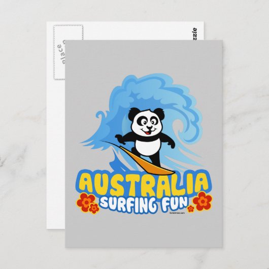 Australië Surfing Panda Briefkaart (Voorkant / Achterkant)