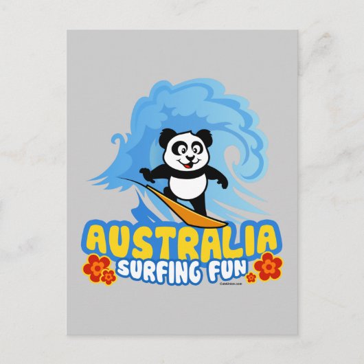 Australië Surfing Panda Briefkaart (Voorkant)