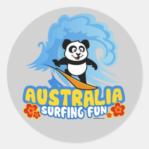 Australië Surfing Panda Ronde Sticker
