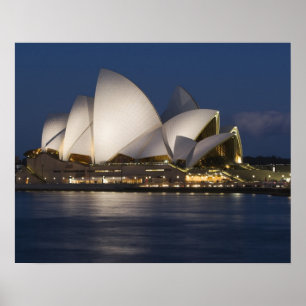 Australië, Sydney. Operahuis 's nachts aan Poster